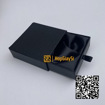 Hộp Đựng Quà Ngăn Kéo Cao Cấp Màu Đen Size 9 x 8.7 x 3cm