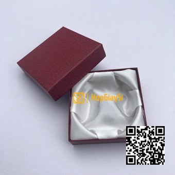 Hộp Vòng Tay Giấy Màu Đỏ Vân Da  Size 8.8 x 8.8 x 2.5cm