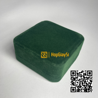 Hộp Vòng Tay (góc tròn) Nhung Nắp Bật Cao Cấp Màu Xanh Lá Size 9 x 9 x 4.2cm
