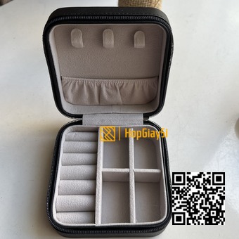 Hộp đựng trang sức có khóa kéo size 10 x10x 5cm màu đen