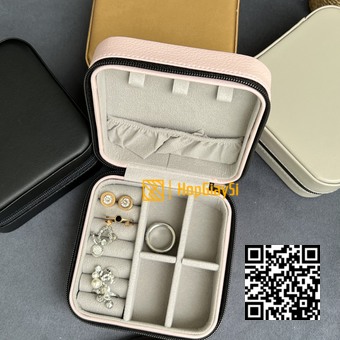 Hộp đựng trang sức có khóa kéo size 10 x10x 5cm màu hồng