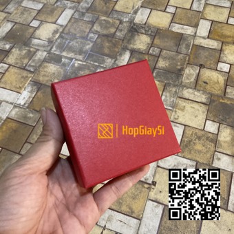 Hộp Bộ Trang Sức Nắp Rời Đỏ Trơn  Size 7.3 x 7.3 x 3.2cm