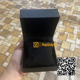 Hộp Đồng Hồ Nắp Bật Giả Da Mới Màu Đen   Size 10 x 10 x 6cm