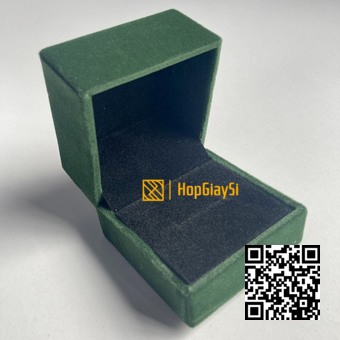 Hộp Nhẫn Nhung Nắp Bật Cao Cấp Màu Xanh Lá  Size 6 x 6 x 5cm
