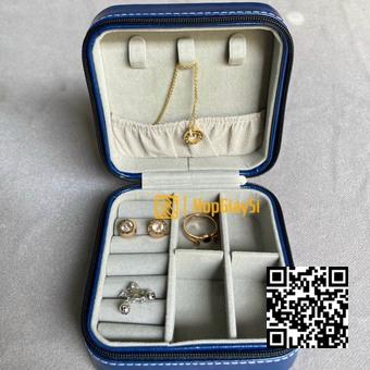 Hộp đựng trang sức có khóa kéo size 10 x10x 5cm màu xanh dương