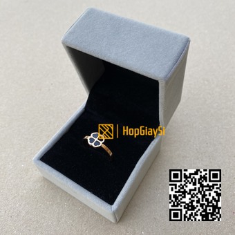 Hộp Nhẫn Nhung Nắp Bật Cao Cấp Màu Xám Size 6 x 6 x 5cm