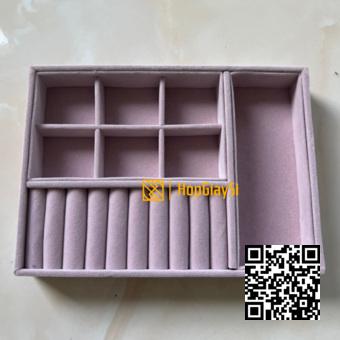 Khay gỗ đựng trang sức giá rẻ size 21.5x15.5x3cm màu hồng (K2T)