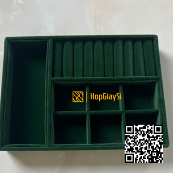 Khay gỗ đựng trang sức giá rẻ size 21.5x15.5x3cm màu xanh lá (K2T)