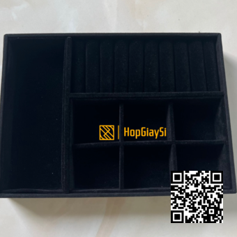 Khay gỗ đựng trang sức giá rẻ size 21.5x15.5x3cm màu đen (K2T)