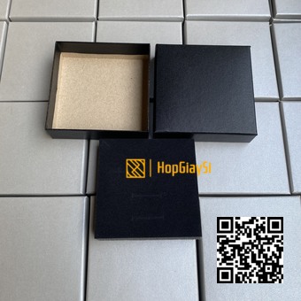 Hộp Vòng Tay Giấy Màu Đen Trơn Ruột Mút Đen Size 8.8 x 8.8 x 2.5cm