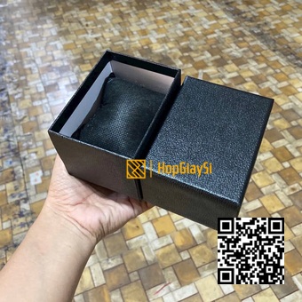 Hộp Đồng Hồ Lớn Giấy Giả Da Mới Màu Đen   Size 9.5 x 7 x 7cm