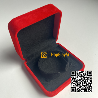 Hộp Vòng Tay (góc tròn) Nhung Nắp Bật Cao Cấp Màu Đỏ Tươi Size 9 x 9 x 4.2cm