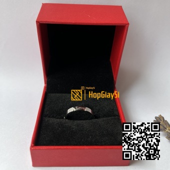 Hộp Nhẫn Nắp Bật Giấy Màu Đỏ Da Trăng Đế Lót Nhung Cao Cấp Size 6 x 6 x 5cm  