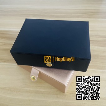 hộp để trang sức có gương bọc da cao cấp size 15 x 10.5 x 5cm màu đen
