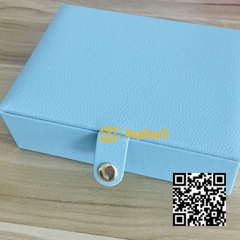 Hộp để trang sức có gương bọc da cao cấp size 15 x 10.5 x 5cm màu xanh ngọc