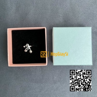 Hộp Trang Sức Giấy Nắp Xanh Đáy Hồng  Size  5 x 5 x 4.5cm