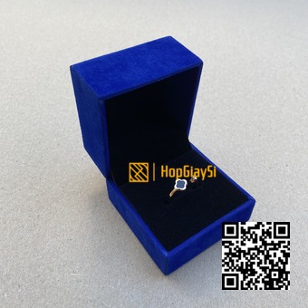 Hộp Nhẫn Nhung Nắp Bật Cao Cấp Màu Xanh Nhạt - Size 6 x 6 x 5cm