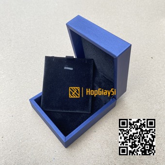 Hộp đựng dây chuyền bật da cao cấp size 8.3 x 7.3 x 3.5cm màu xanh