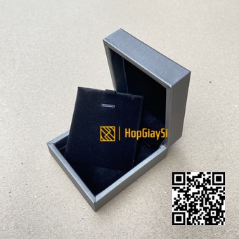 Hộp đựng dây chuyền bật da cao cấp size 8.3 x 7.3 x 3.5cm màu xám