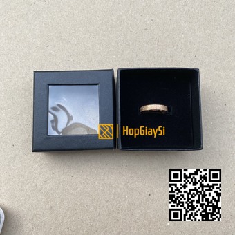 Hộp Nhẫn Giấy Nắp Có Cửa Sổ size 6 x 6 x 3.2cm Màu Đen trơn