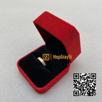 Hộp Nhẫn Nắp Bật (góc tròn) Nhung Cao Cấp Màu Đỏ tươi Size 7 x 7cm
