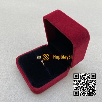 Hộp Nhẫn Nắp Bật (góc tròn) Nhung Cao Cấp Màu Đỏ Đậm Size 7 x 7cm
