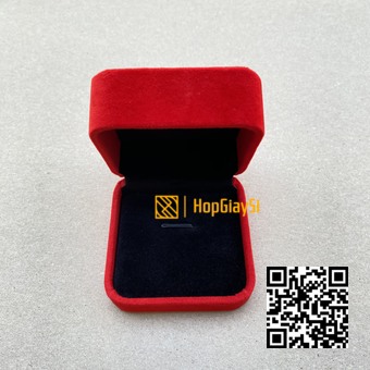 Hộp Dây Chuyền Nắp Bật (góc tròn) Nhung Cao Cấp Màu Đỏ Tươi Size 7 x 7cm