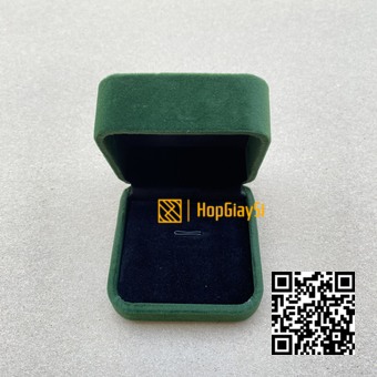 Hộp Dây Chuyền Nắp Bật (góc tròn) Nhung Cao Cấp Màu Xanh Lá Size 7 x 7cm
