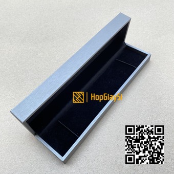 Hộp đựng lắc tay bật da cao cấp size 23 x 6cm màu xám
