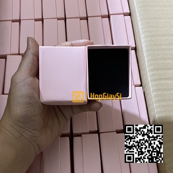 Hộp Nhẫn Giấy Hồng Nắp Rời - Size 5 x 6 x 3.2cm