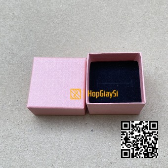 Hộp Nhẫn Giá Rẻ  (không nơ) Size 4 x 4 x 3cm màu hồng tổ ông