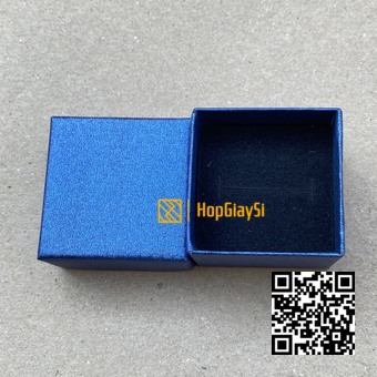 Hộp Nhẫn Giá Rẻ  (không nơ) Size 4 x 4 x 3cm màu xanh dương tổ ông