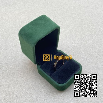Hộp Nhẫn Nắp Bật (góc tròn) Nhung Cao Cấp Màu Xanh Lá Size 6 x 5cm