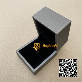 Hộp đựng nhẫn bật da cao cấp size 6.5 x 6 x 5cm màu xám