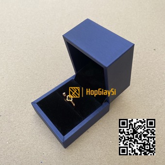 Hộp đựng nhẫn bật da cao cấp size 6.5 x 6 x 5cm màu xanh