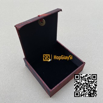 Hộp Vòng Tay Gấm Phong Thủy Họa Tiết Gợn Sóng  - nút gài  Size 10 x 10 x 4cm