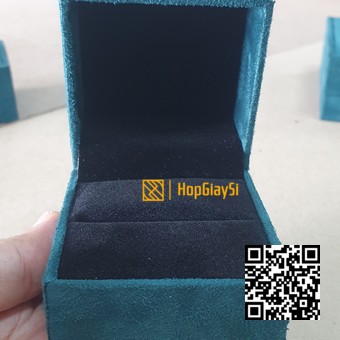 Hộp đựng nhẫn bật nhung cao cấp size 6.5 x 6 x 5cm màu xanh cổ vịt