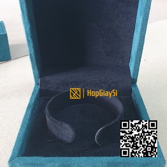 Hộp đựng vòng tay bật nhung cao cấp size 9.5 x 9.5 x 4cm màu xanh cổ vịt