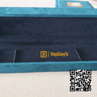 Hộp nhung bật đựng lắt tay size 23 x 58 x 3.5mm màu xanh cổ vịt