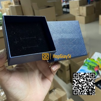 Hộp Trang Sức Giấy Xanh Dương Có Vân  Size 7.3 x 7.3 x 3.5cm