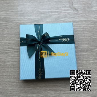Hộp Đựng Quà  Cao Cấp Có Nơ Màu Xanh Ngọc Size 15 x 15 x 7cm