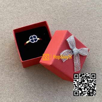 Hộp Nhẫn Giá Rẻ  (có nơ kim tuyến) Size 4 x 4 x 3cm màu đỏ