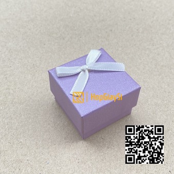 Hộp Nhẫn Giá Rẻ  Size 4 x 4 x 3cm màu tím nơ trắng