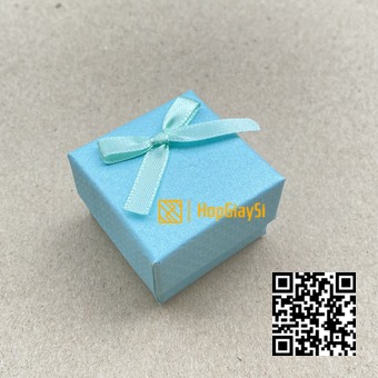 Hộp Nhẫn Giá Rẻ  Size 4 x 4 x 3cm màu xanh ngọc tổ ông nơ xanh ngọc