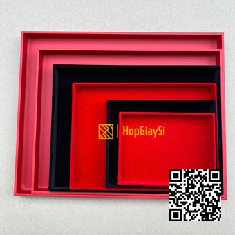 Khay Gỗ Đựng Trang Sức Size 40 x 30 x 3cm Bọc Nhung Đen