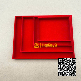 Khay Gỗ Đựng Trang Sức Size 40 x 30 x 3cm Bọc Nhung Đỏ
