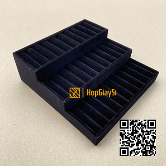 Đế Trưng Bày Nhẫn 3 Tầng Bọc Nhung Cao Cấp Màu Đen