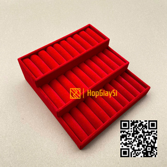 Đế Trưng Bày Nhẫn 3 Tầng Bọc Nhung Cao Cấp Màu Đỏ