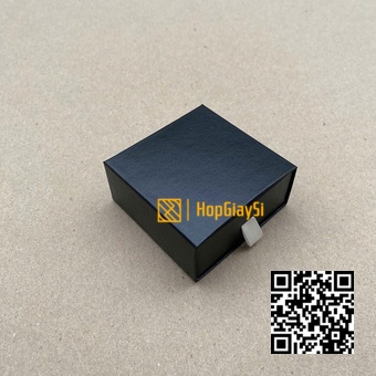 Hộp Đựng Trang Sức Ngăn Kéo Cao Cấp Size 7.5 x 7.5 x 3.5cm Màu Đen
