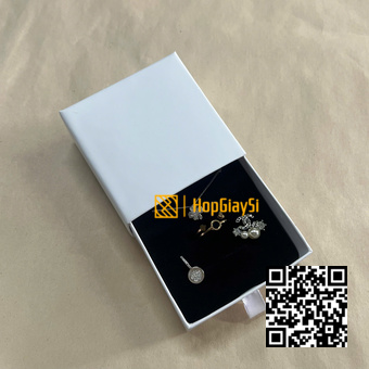Hộp Đựng Trang Sức Ngăn Kéo Cao Cấp Size 7.5 x 7.5 x 3.5cm Màu Trắng Bóng